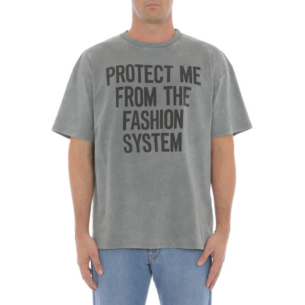 Moschino Mode Systeem Print Protect Me T-Shirt Gray Heren