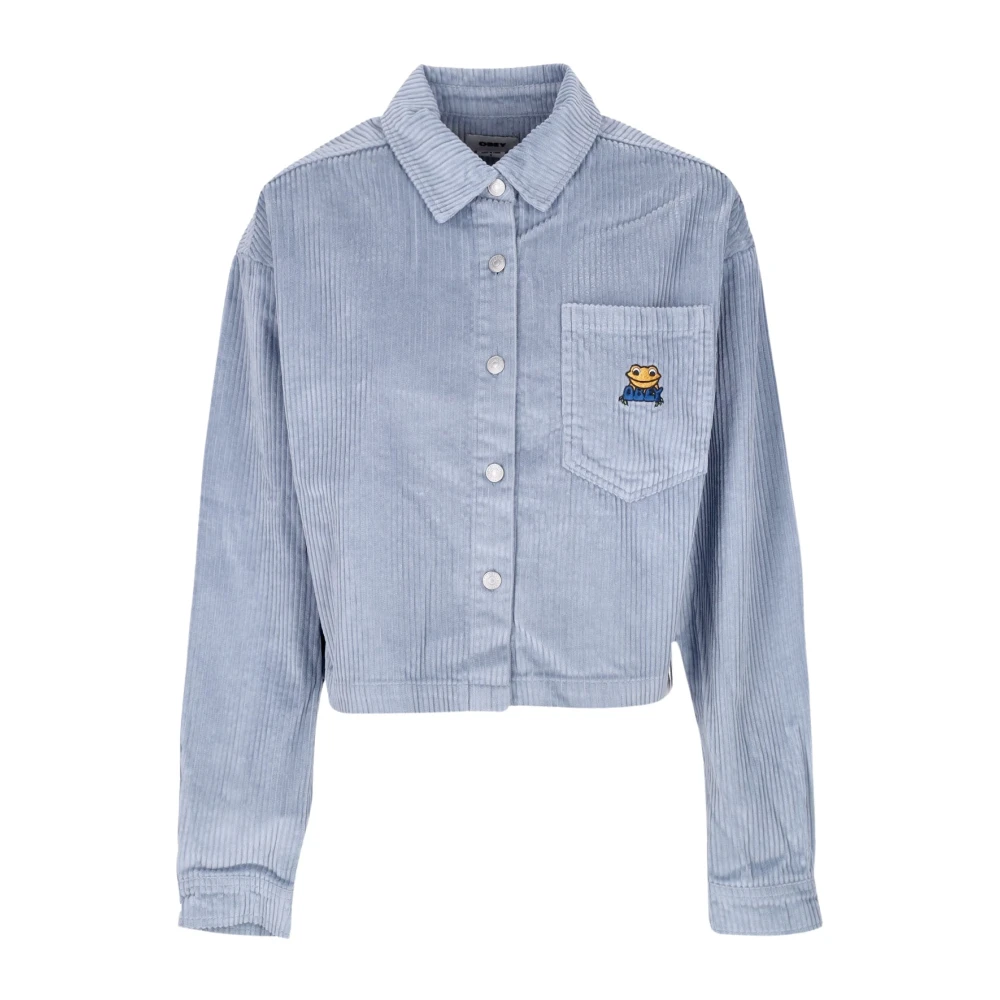 Obey Fluwelen Lange Mouw Hoodie Cropped Blue Dames