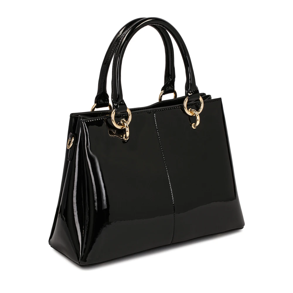 Kazar Elegante Patentleren Satchel Tas met Ketting Black Dames