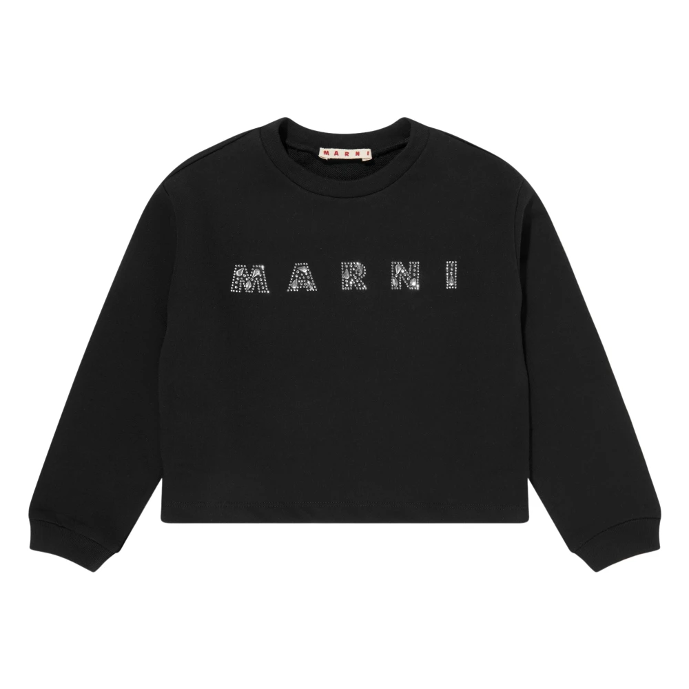 Marni Girls Black Sweatshirts,, Gem Logo Sweatshirt For Size 4 Y