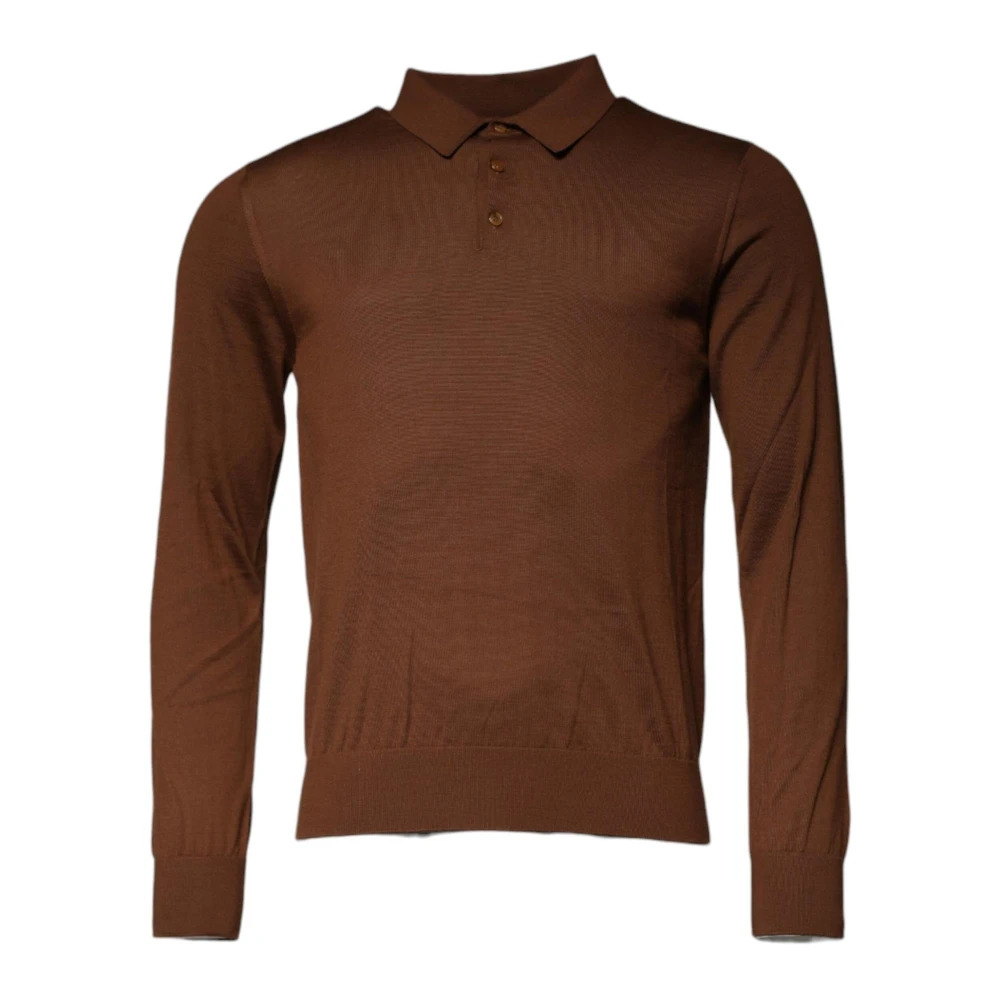 Dolce & Gabbana Men's Brown Cashmere Knitwear,, Cashmere Pullover Jumper With Buttons Medium