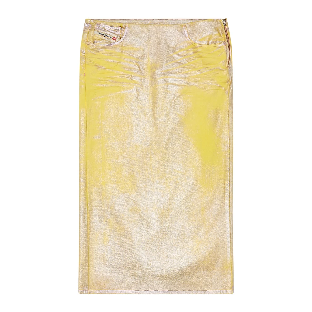 Diesel Skirt in bicolour laminated denim Yellow Dames