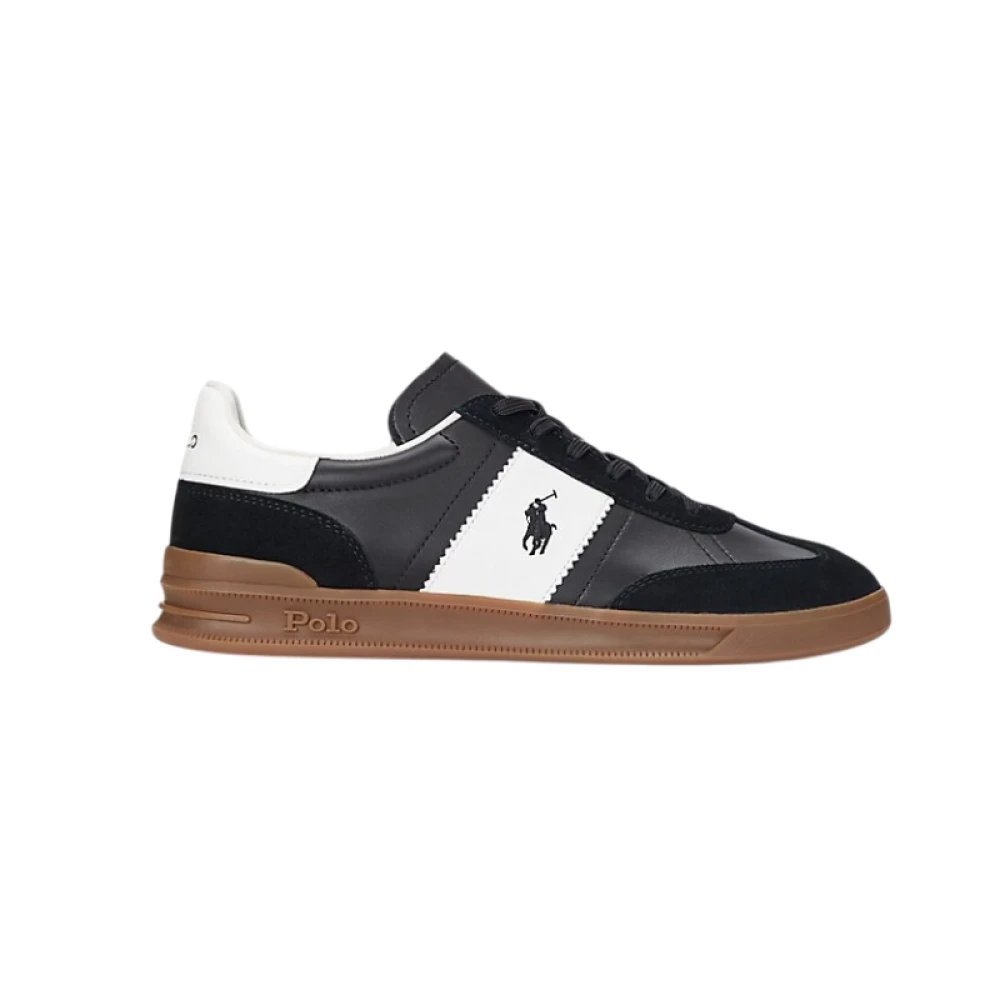 Ralph Lauren Herr Svart Skor 41 Eu, Läder, Heritage Aera Sneakers