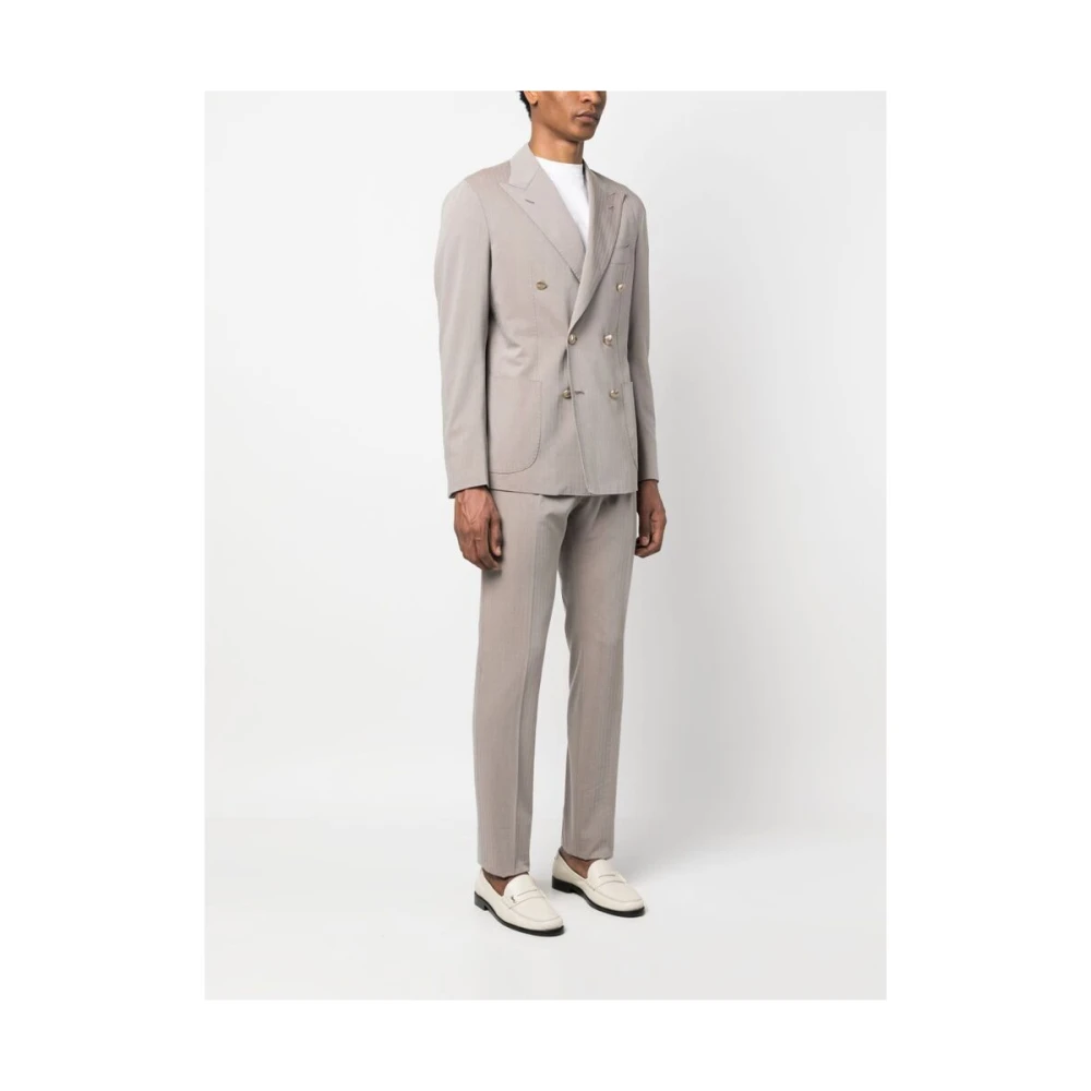 Gabo Napoli Dubbelrijig pak Beige Heren