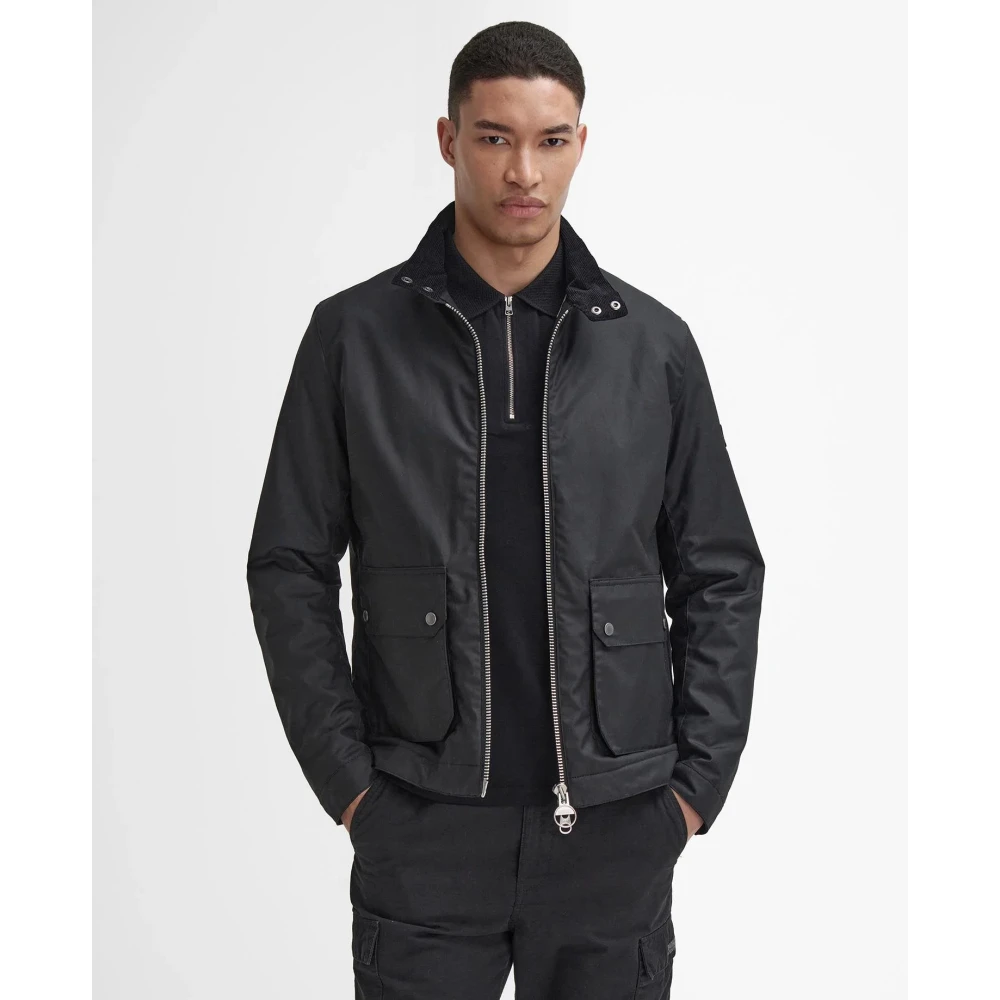 Barbour Harrington Lutlaw Waxed Jacket Black Heren