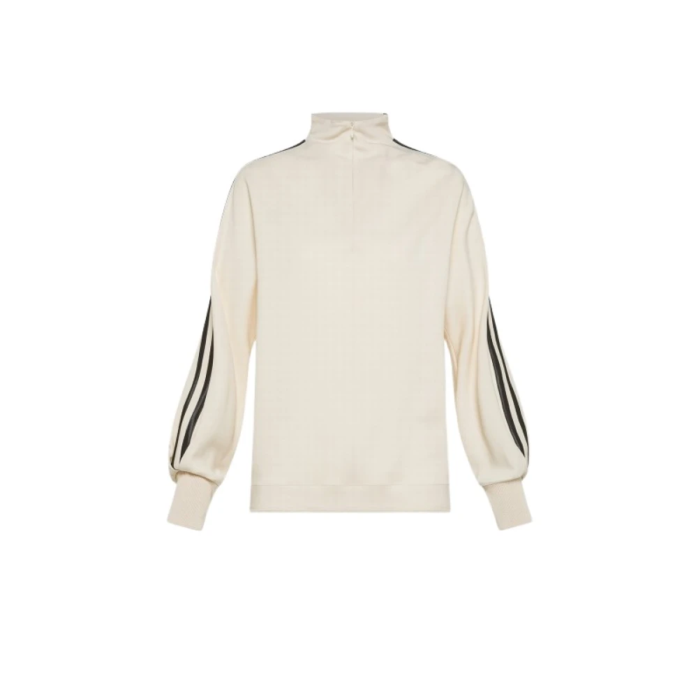 Forte Gebreide Randen Cady Crepe Top Beige Dames