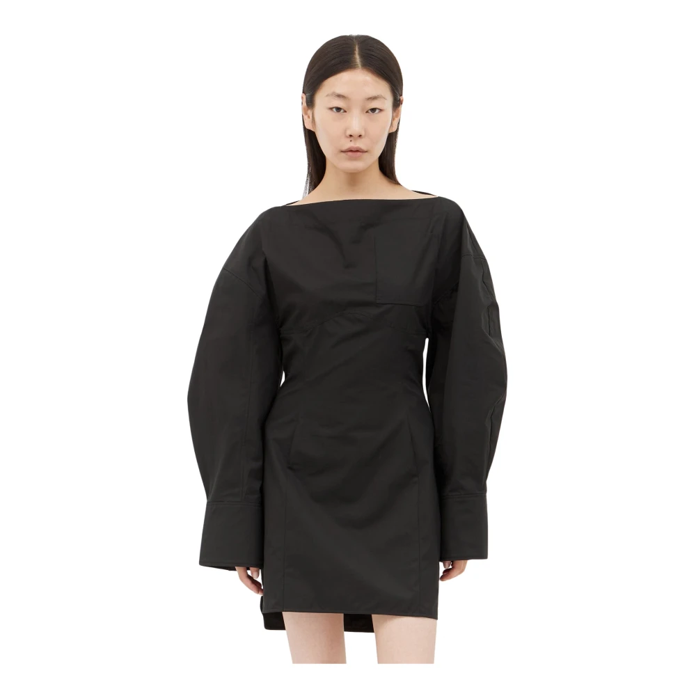 Jacquemus Elegante Zwarte Overhemdjurk Jas Black Dames