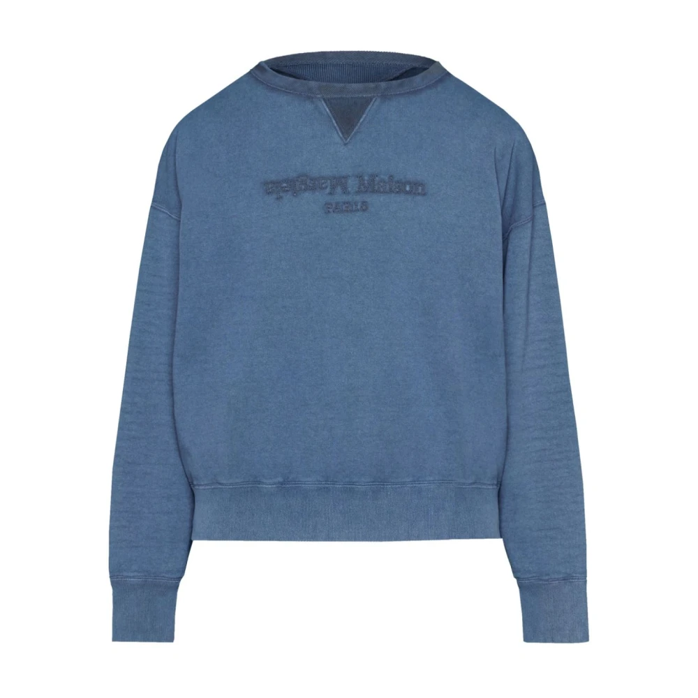 Maison Margiela Navy Blue Sweatshirt met Geborduurd Logo Blue Heren