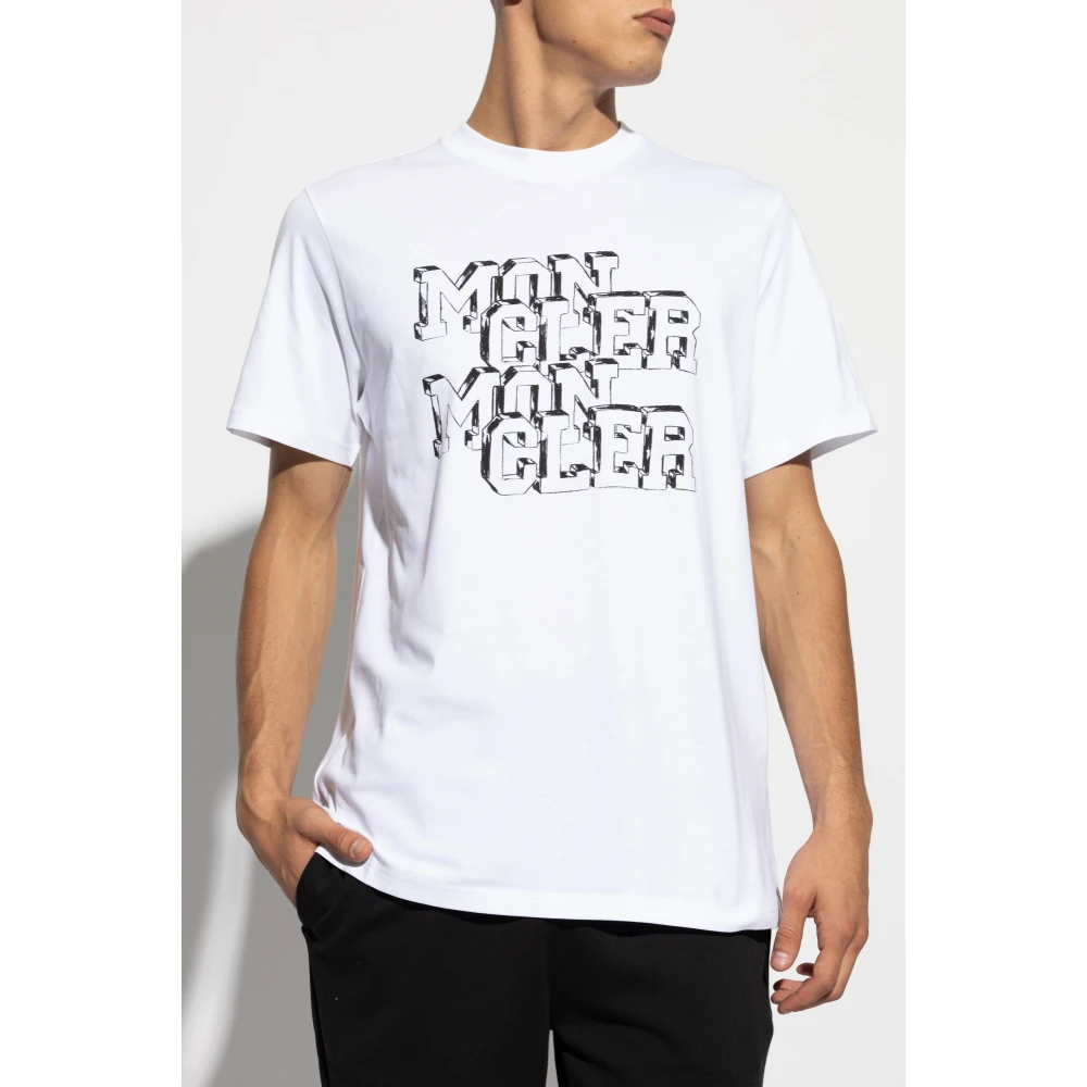Moncler T-shirt met logo White Heren