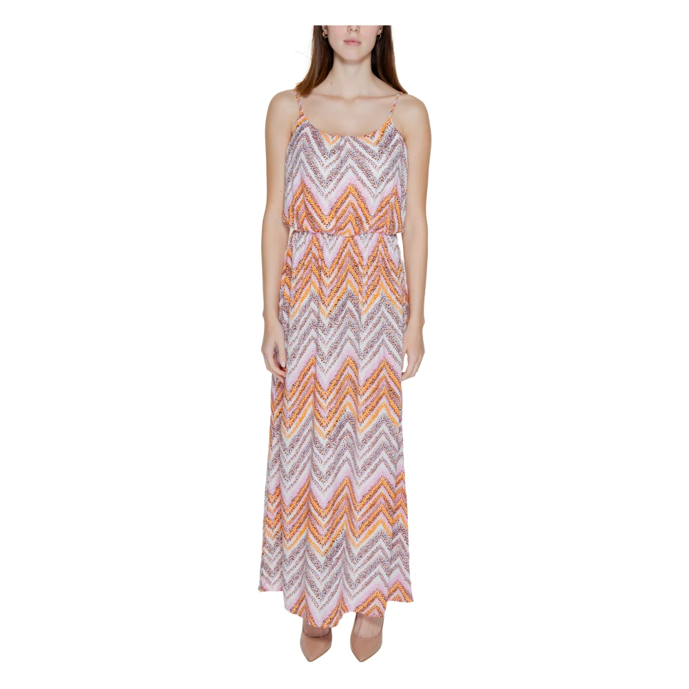 Only Roze Gedrukte Spaghetti Jurk Multicolor Dames