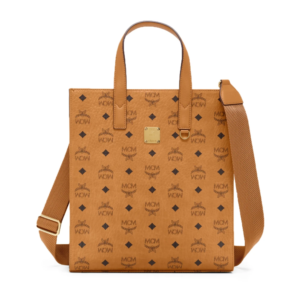 Mcm Donna Marrone Aren Borsa Tote In Visetos
