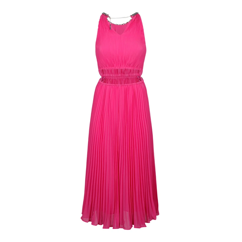 Michael Kors Fuchsia Pliss Midi Klänning Pink, Dam