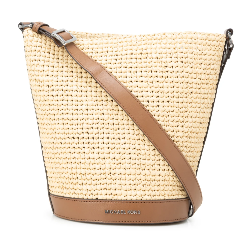 Michael Kors Strooien Emmerzak met Leren Details Beige Dames