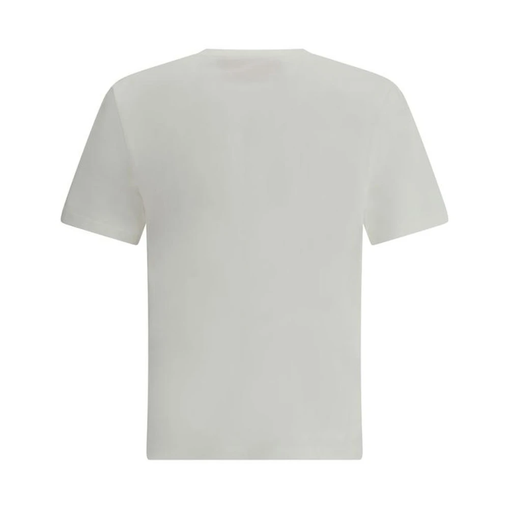 Valentino Monogram Katoenen T-shirt met Geribbelde Kraag White Heren