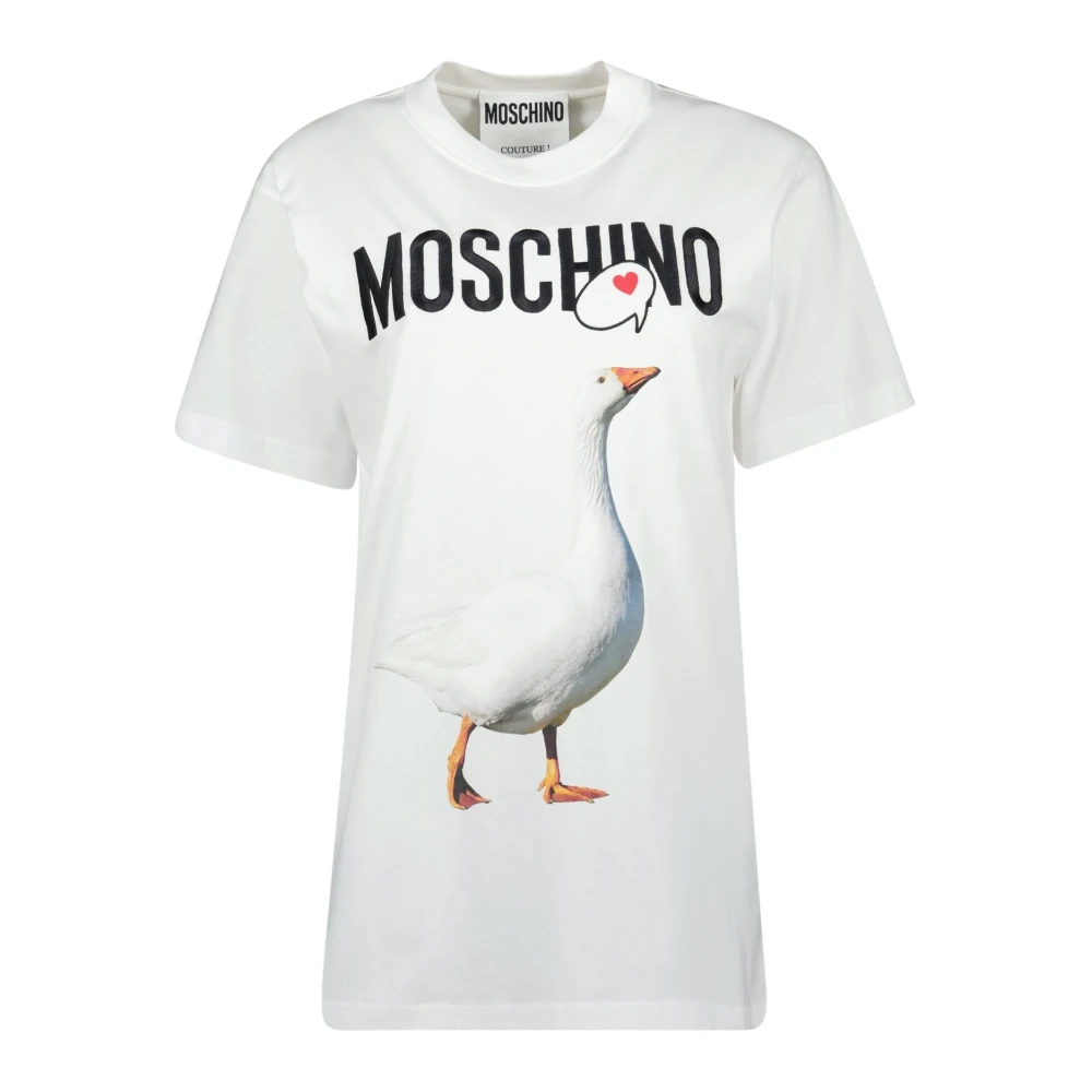 Moschino Wit Gansprint T-shirt Lente-Zomer 2025 White Dames