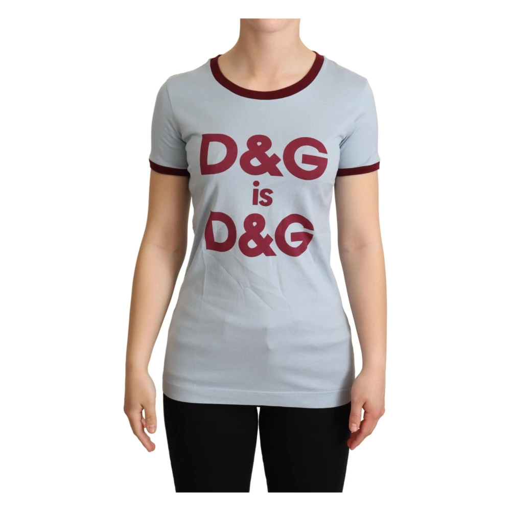 Dolce & Gabbana Women's Blue T-Shirts, 2XS, Crewneck Top Shirt
