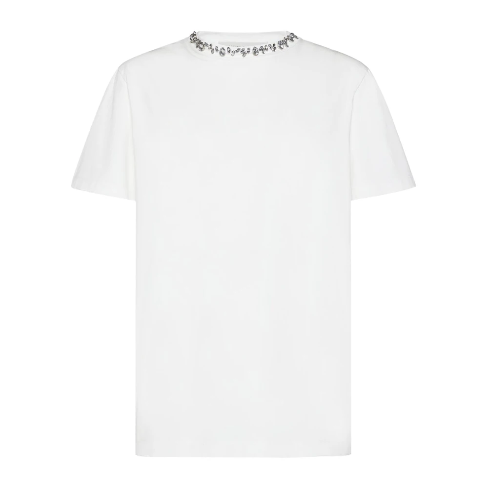 Golden Goose Women's White T-Shirts, Xs, Crew-Neck T-Shirt With Cabochon Crystals