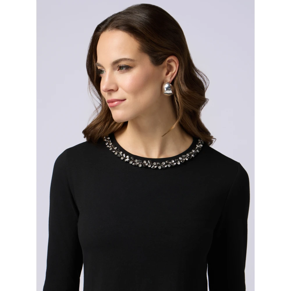 Oltre T-shirt met steendetail Black Dames