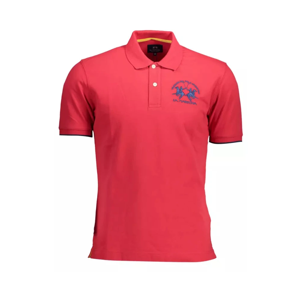 La Martina Men's Red Polo Shirts,, Cotton Polo Shirt With Embroidery Small