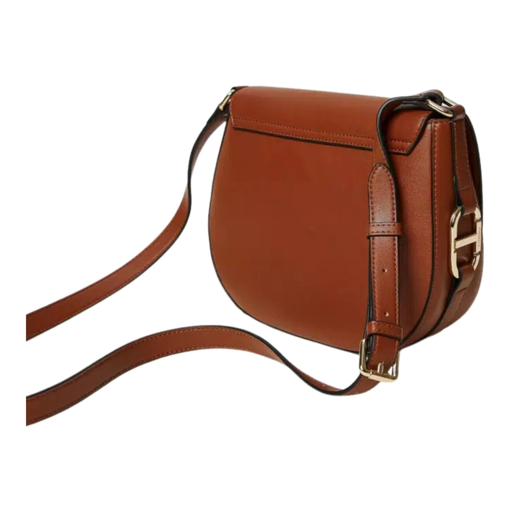 Twinset Bruine leren schoudertas ronde vorm Brown Dames