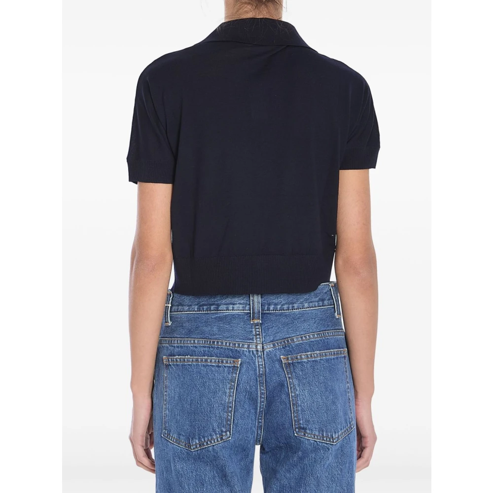 Khaite Blauw Polo Kraag T-shirt Blue Dames