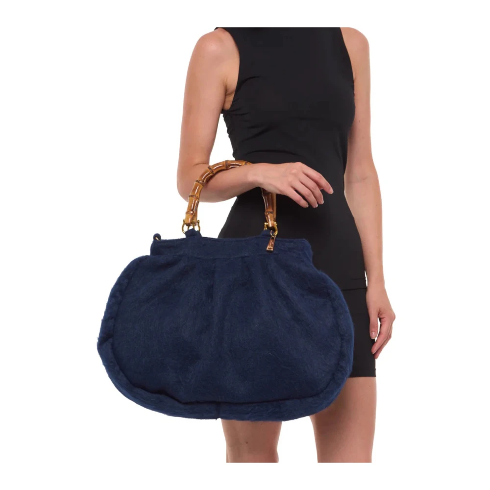 La Milanesa Blauwe Stoffen Handtas Anna Medium Blue Dames
