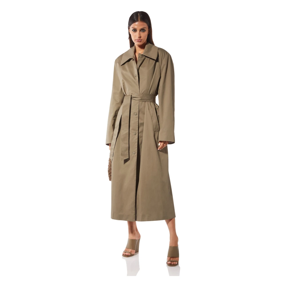 MVP wardrobe Oversized Trenchcoat met Schouderbanden Brown Dames