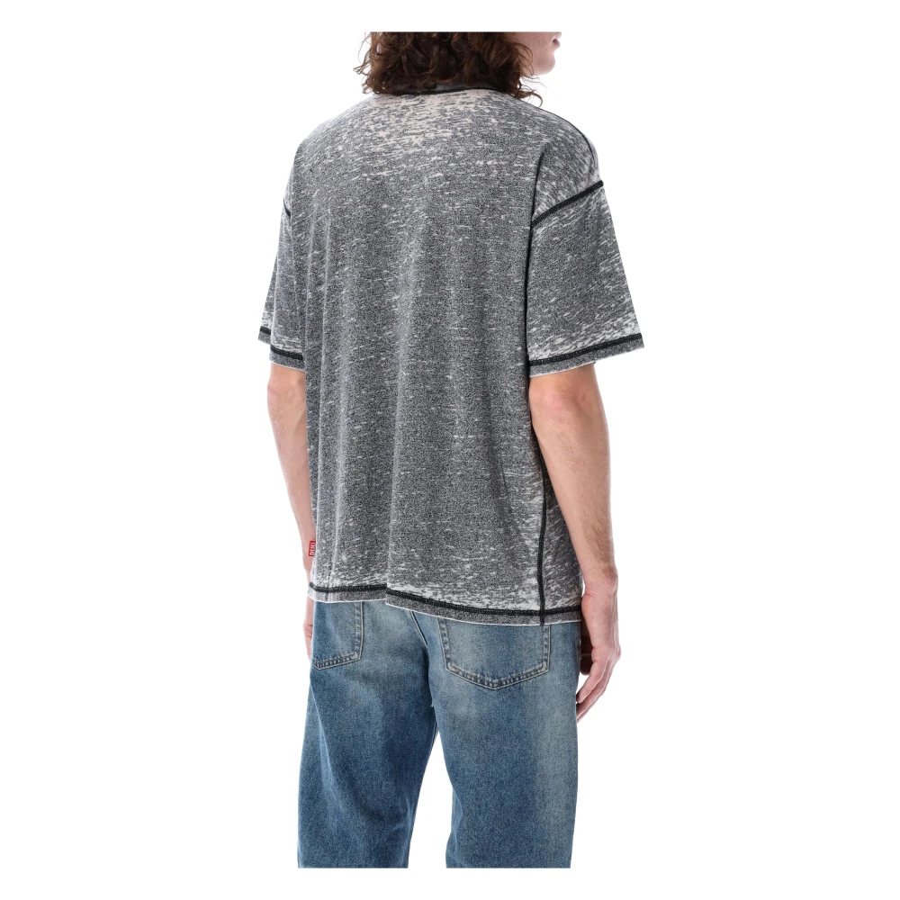 Diesel Grijze Crewneck T-shirt met Contrasterende Stiksels Gray Heren