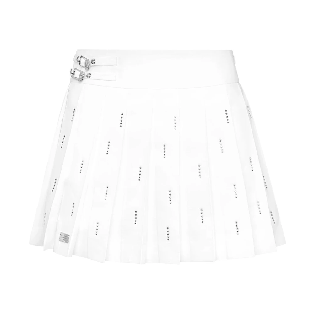 Philipp Plein Elegante Zwarte Rok met Kantdetail White Dames