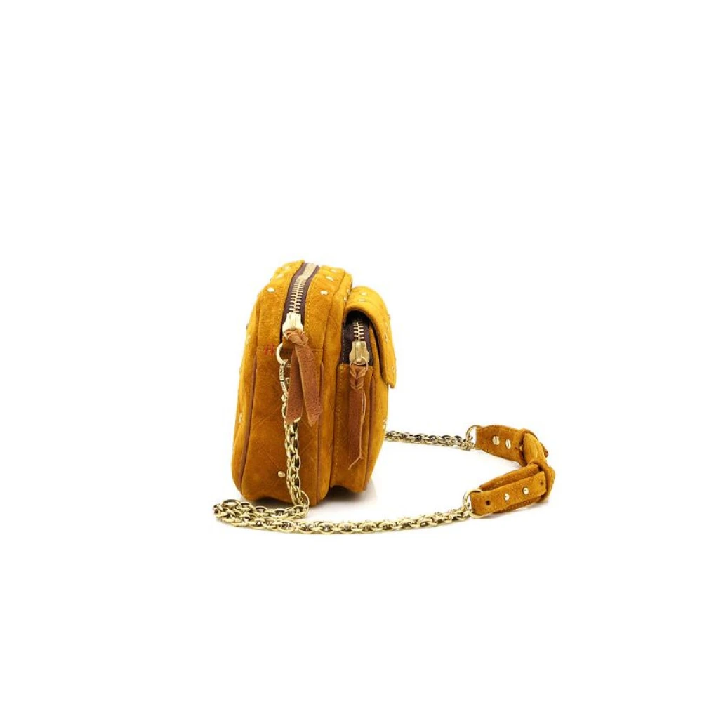 Claris Virot Amber Suède Schoudertas met Ketting Brown Dames