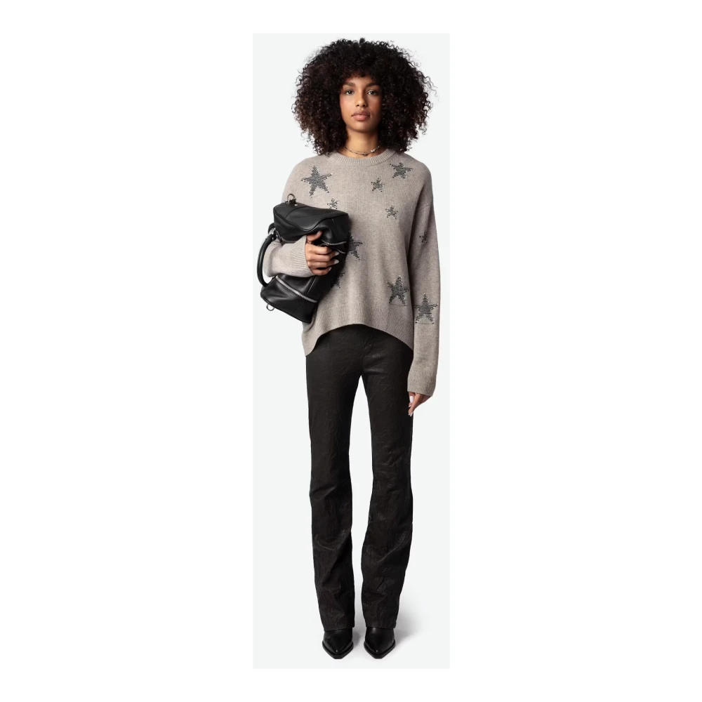 Zadig & Voltaire Sterren Tweed Trui Latte Beige Dames