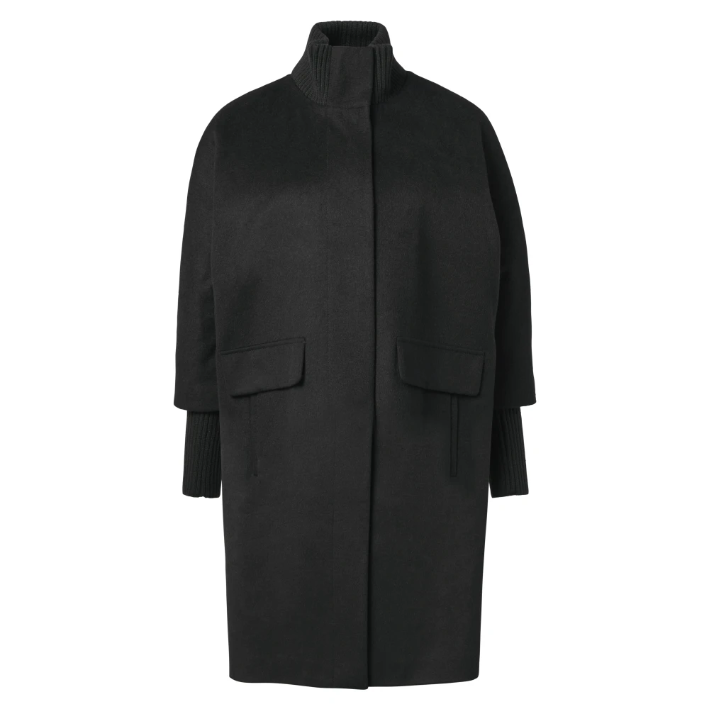 comma Gebreide Kraag Wollen Cape Jas Black Dames