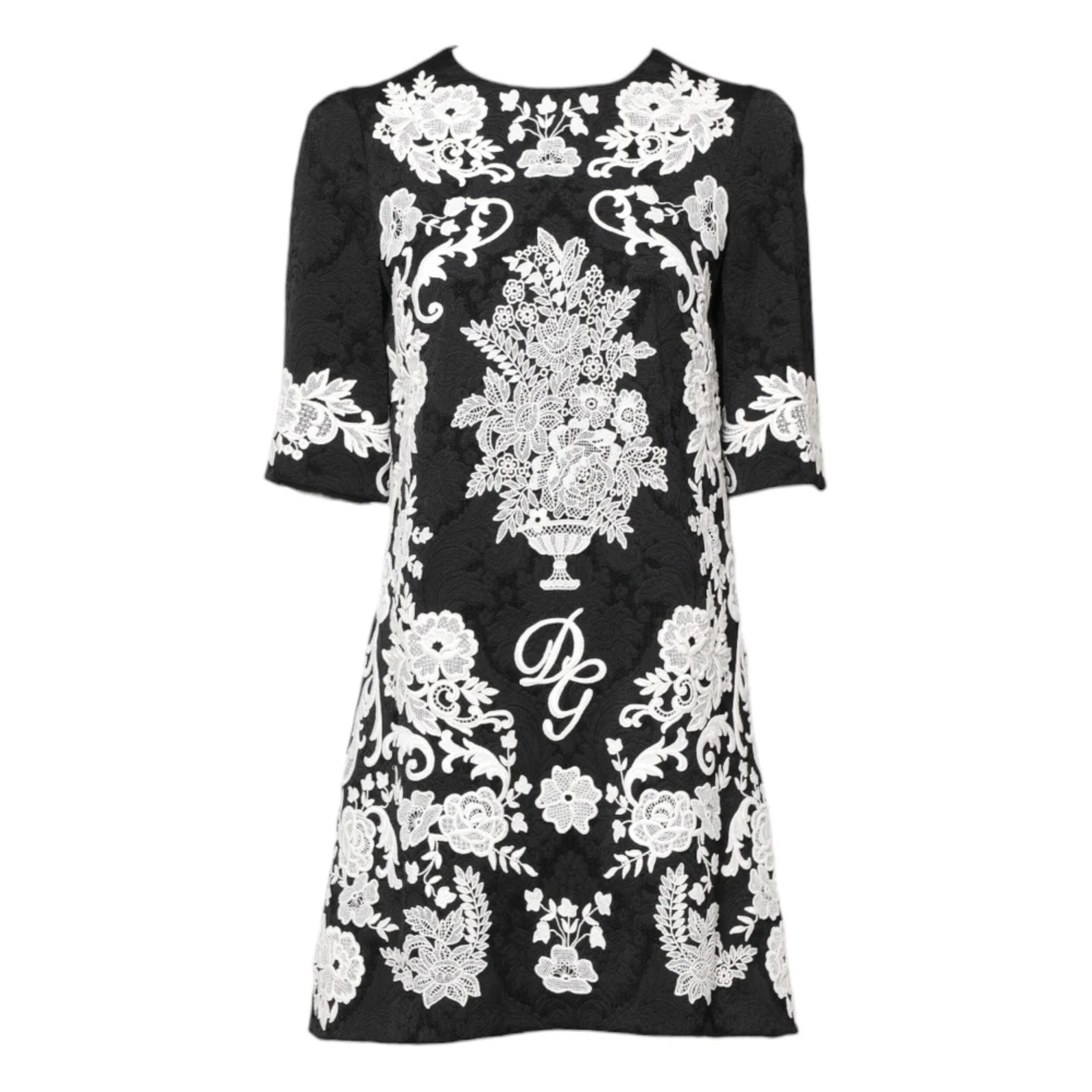 Dolce & Gabbana Women's Black Floral Lace A-Line Mini Dress