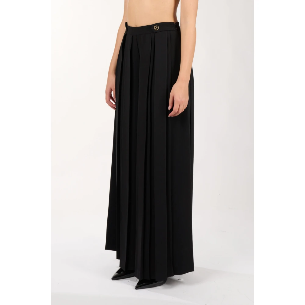 Twinset Wijde Pijp Crêpe Palazzo Broek Black Dames