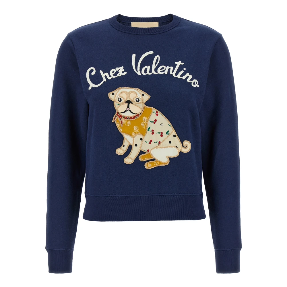 Valentino Garavani Women's Blue Chez Valentino Sweatshirt - Sweatshirts - M - Sweatshirts & Hoodies