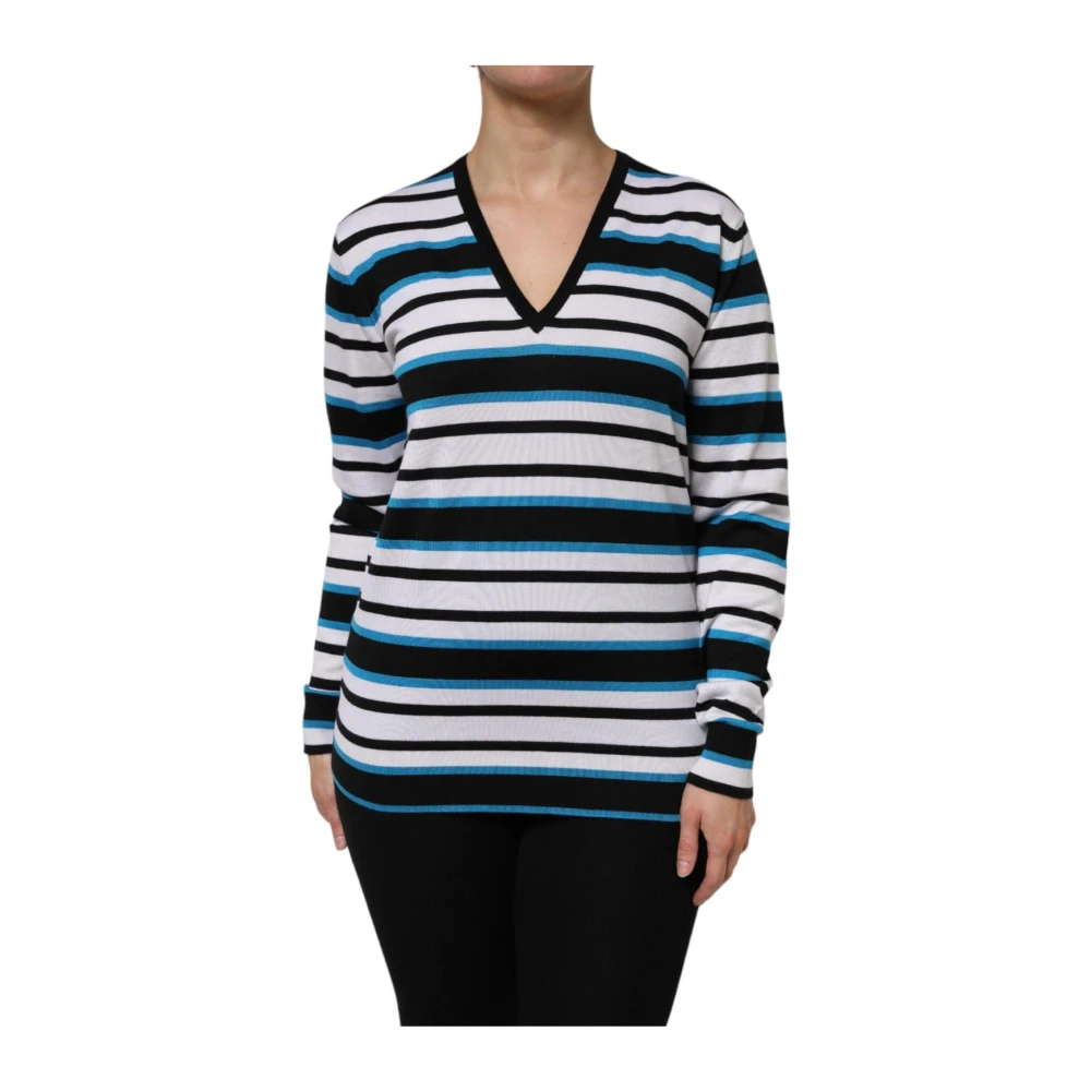 Dolce & Gabbana Multicolor Stripes Long Sleeves V-neck Top - IT38 | XS - Image 2
