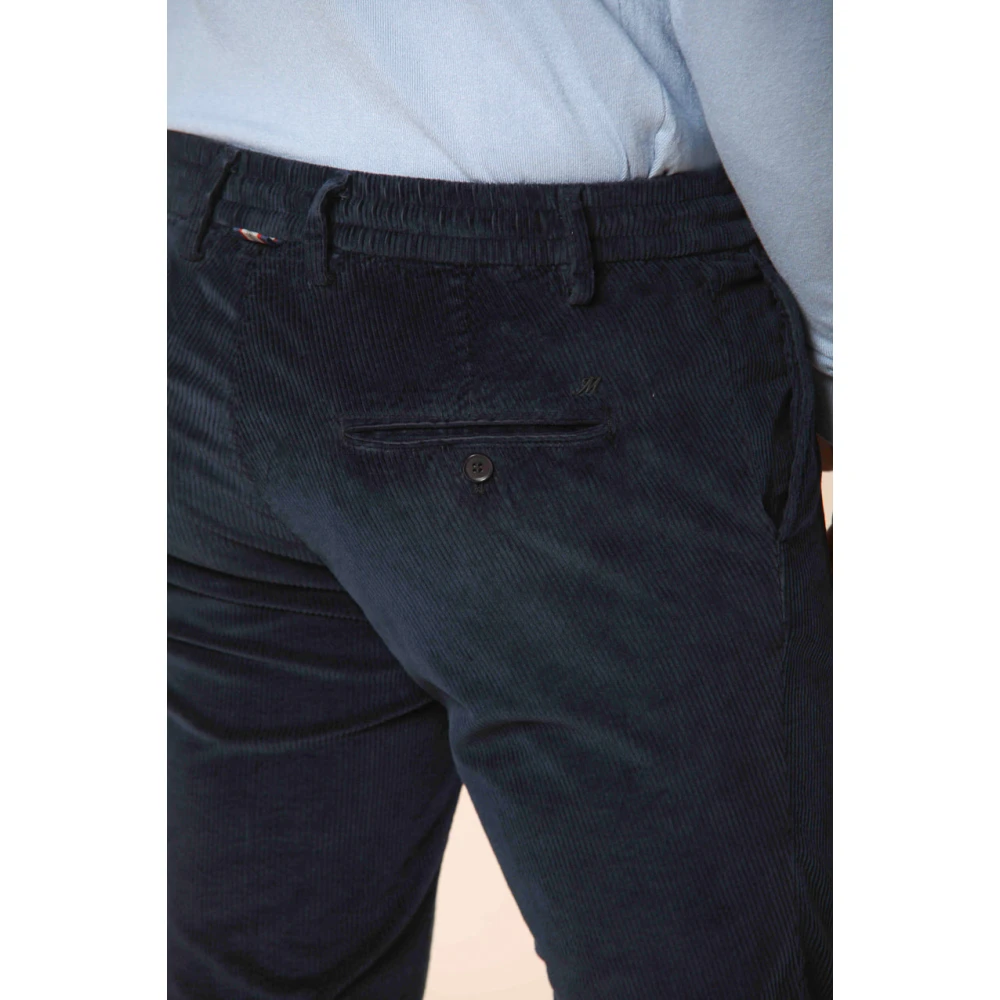 Mason's Navy Blauwe Velvet Chino Jogger Broek Blue Heren