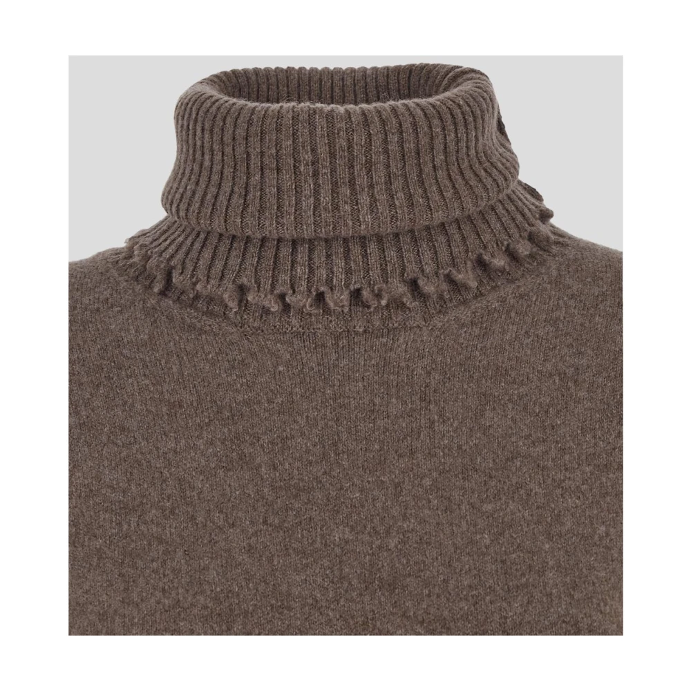 UMA Wang Kasjmier High Neck Gebreide Top Brown Dames