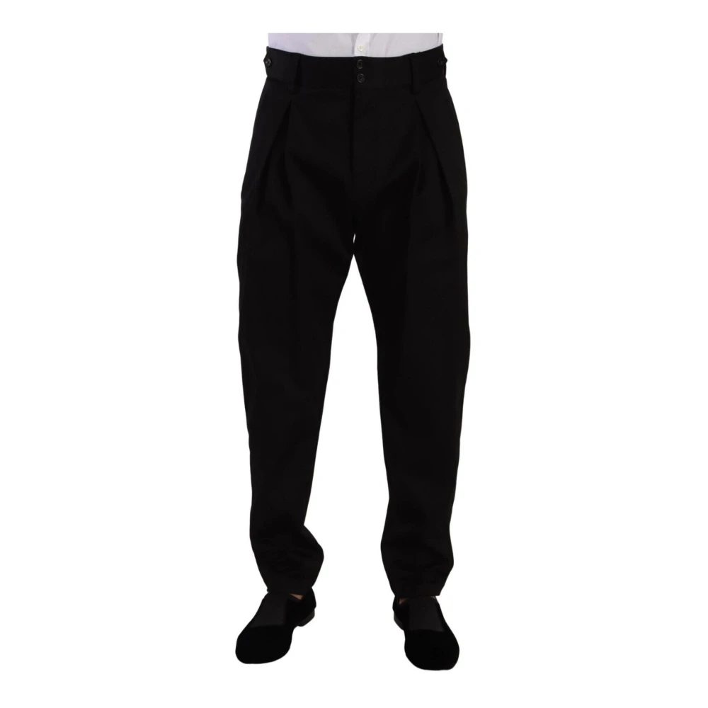 Dolce & Gabbana Black Cotton High Waist Men Trouser Dress Pants - IT48 | M - Image 2