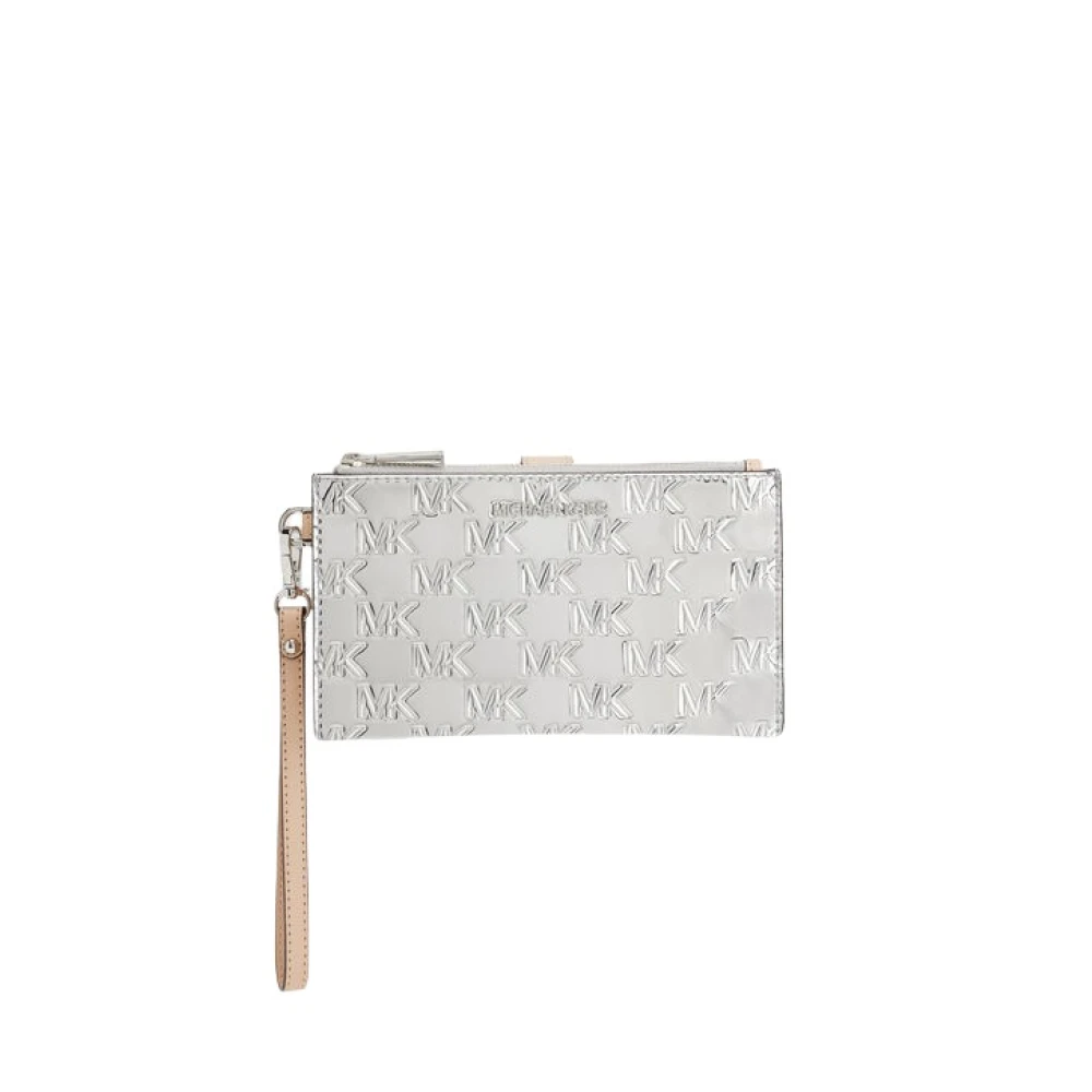 Michael Kors Gestransporteerde Zilveren Jet Set Portemonnee Gray Dames