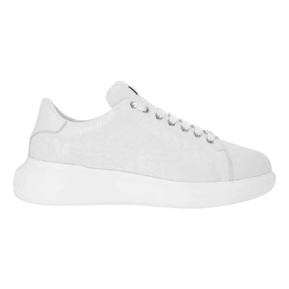 Philipp Plein Nappa Leather Low Top Sneakers Monogram unisex Schoenen Wit