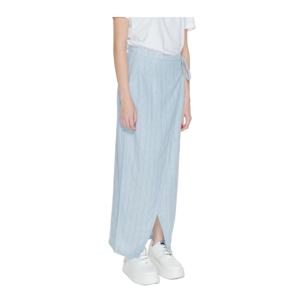 Vero Moda Lange Linnen Rok Blue Dames