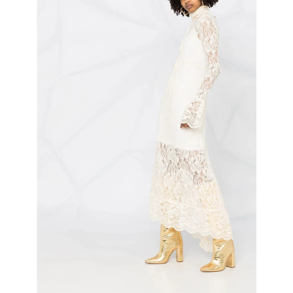 Paco Rabanne Ivoor Lange Jurk Elegante Robe Stijl Beige Dames
