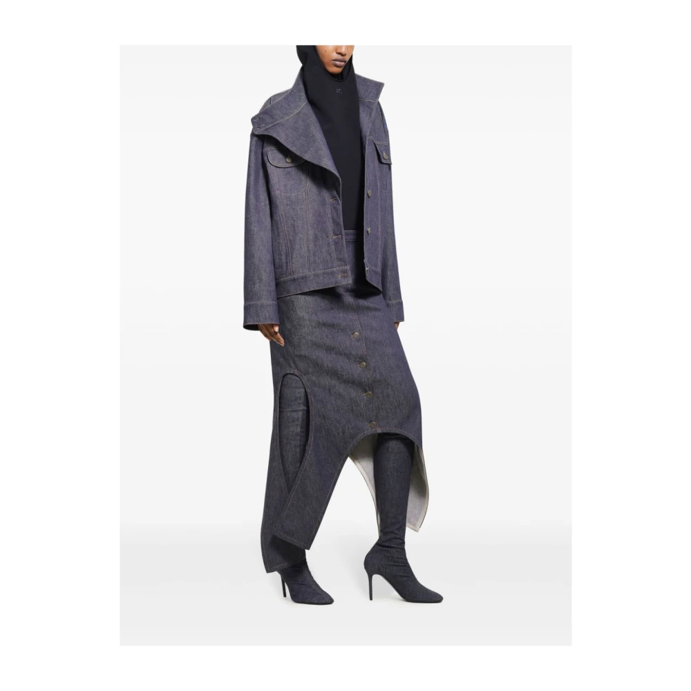 Courrèges Grijze Denim Jas Outerwear Aw24 Blue Dames
