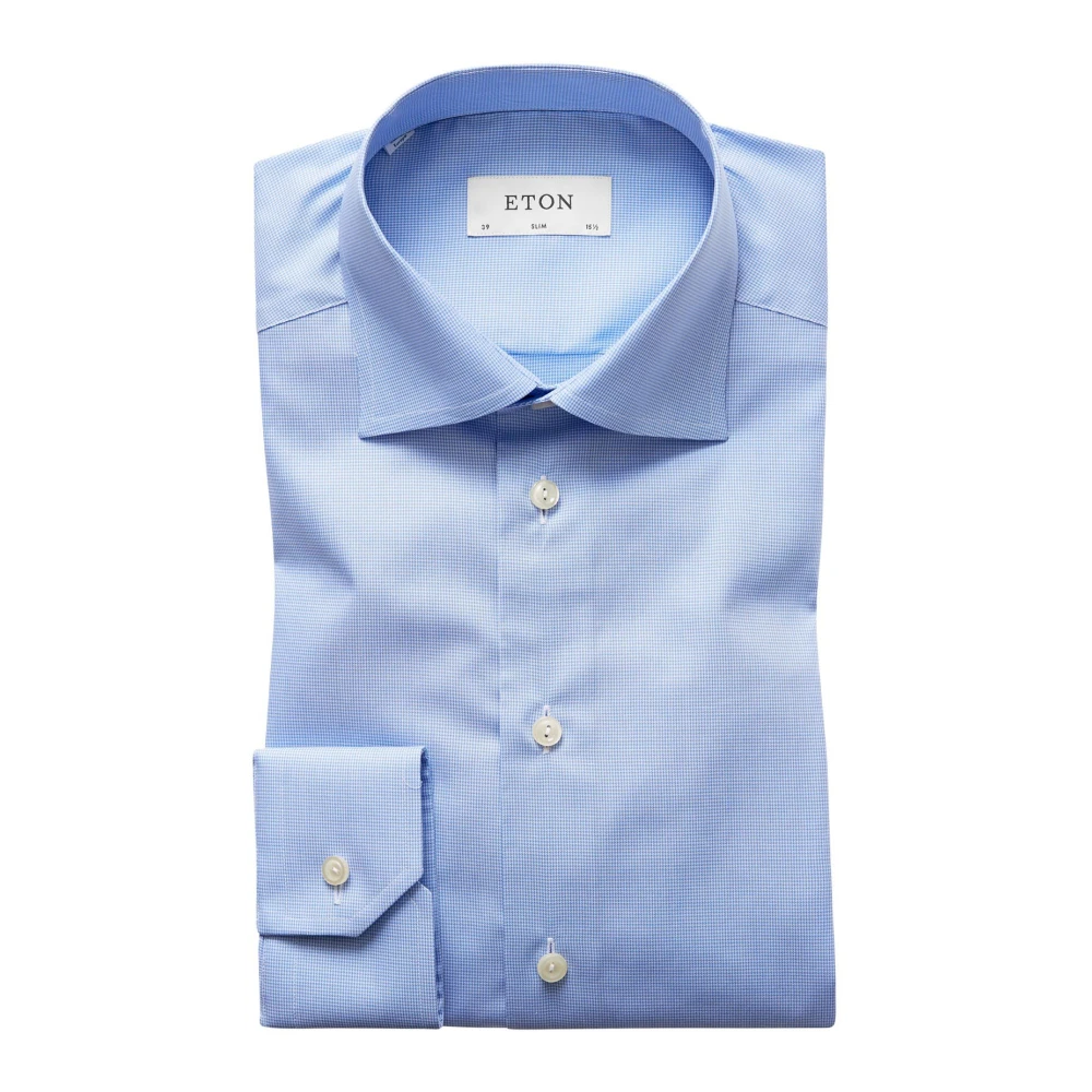 Eton Lichtblauw Zakelijk Overhemd Geruit Slim Fit Blue Heren