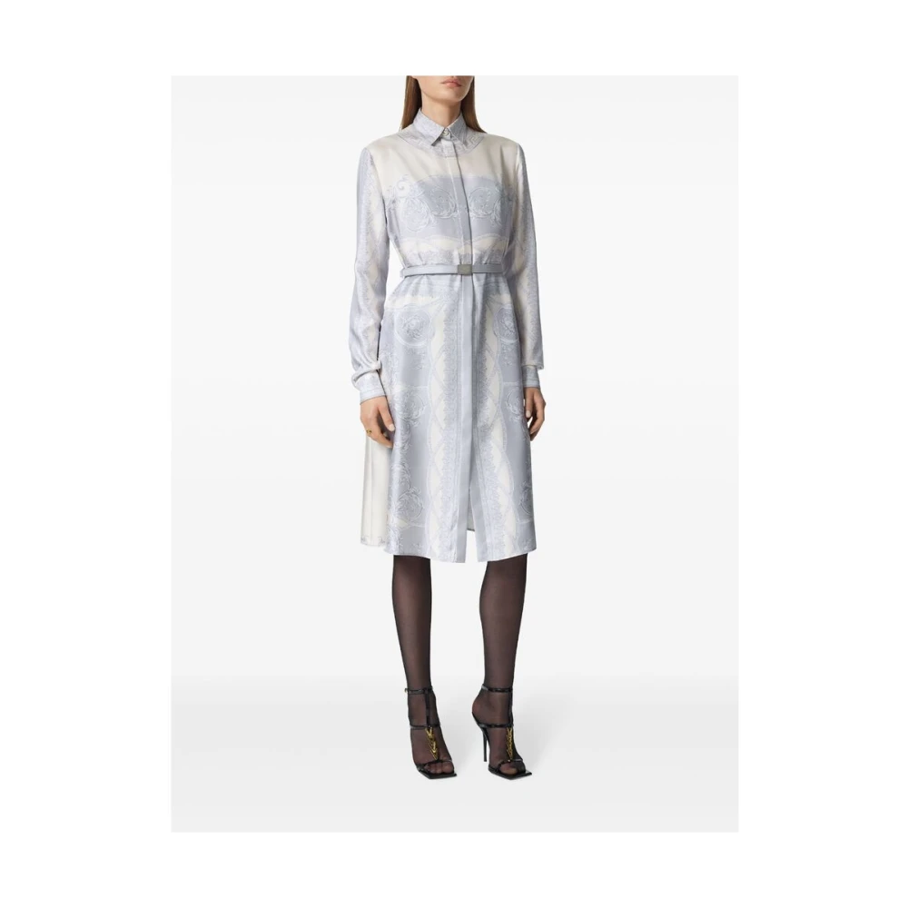Versace Barocco Print Zijden Jurk Multicolor Dames