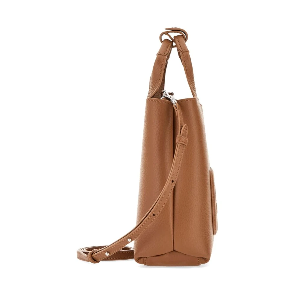 Hogan Kameelbruine Leren Handtas met Logo Brown Dames