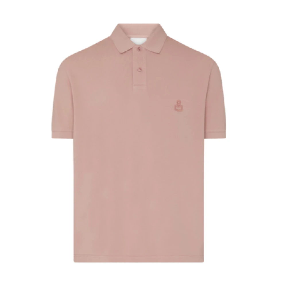 Isabel marant Geborduurd Poloshirt met Voorknoppen Pink Heren
