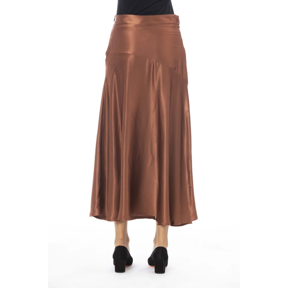 Alpha Studio Satijnen Rok Damesmode Brown Dames