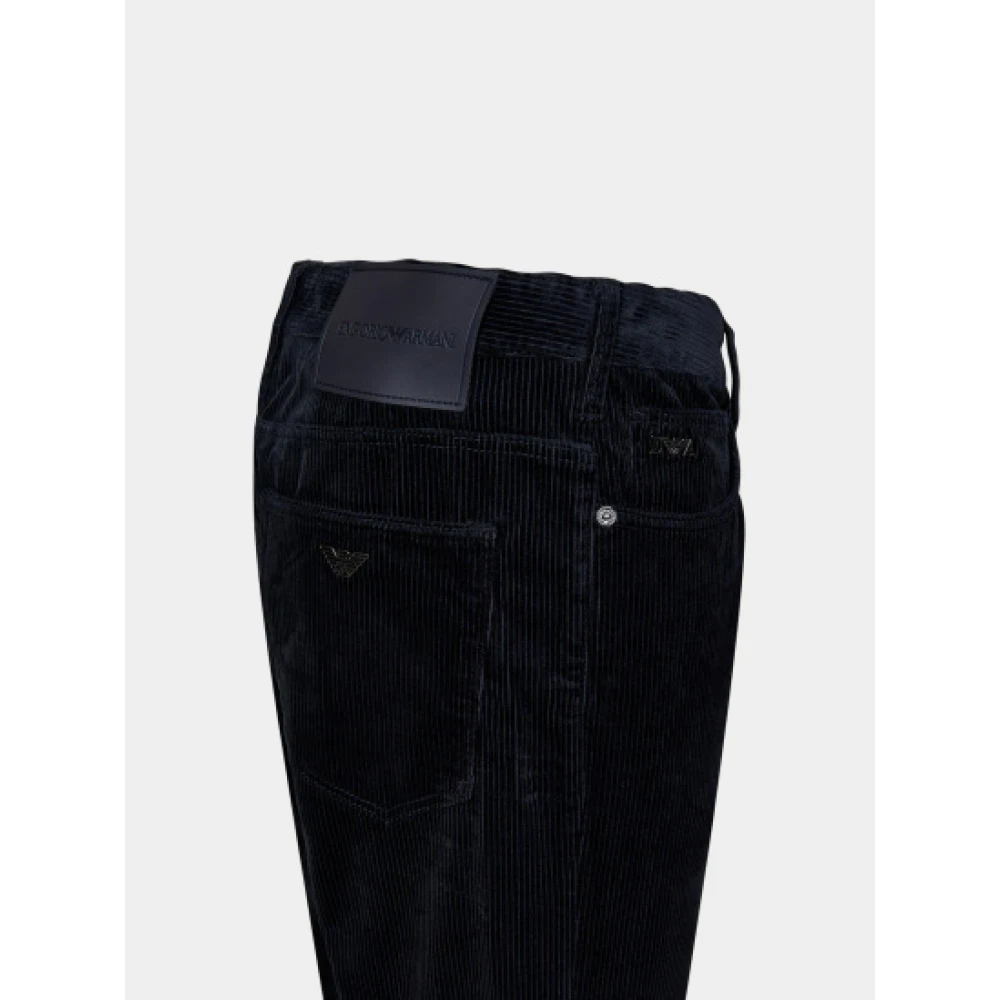 Emporio Armani Blauwe Fluwelen 5-Pocket Broek Blue Heren